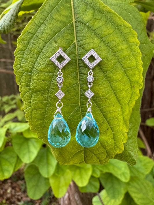 Aquamarine Quartz Earrings