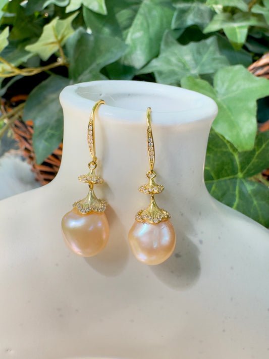 Champagne Baroque Pearl Earrings