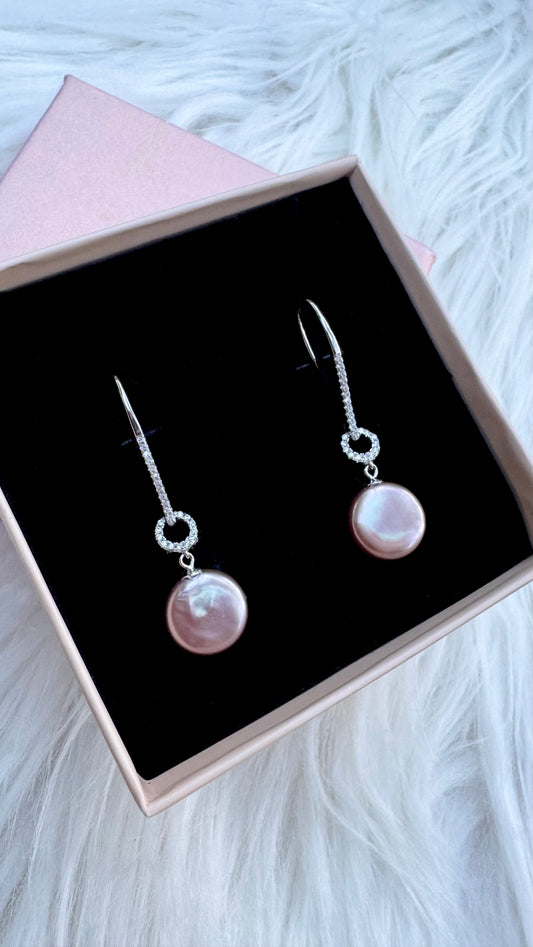 Champagne Coin Pearl Earrings
