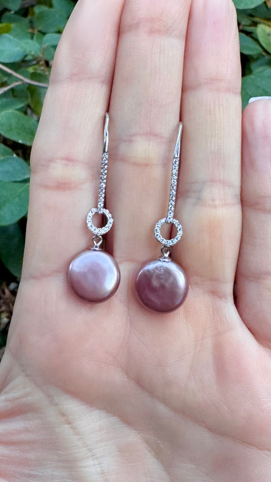 Champagne Coin Pearl Earrings