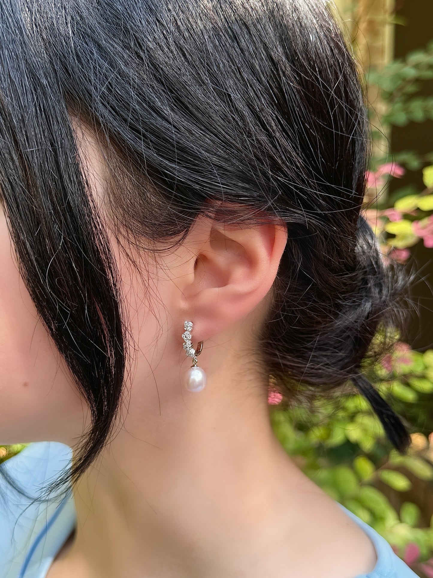 White Pearl Silver Earrings