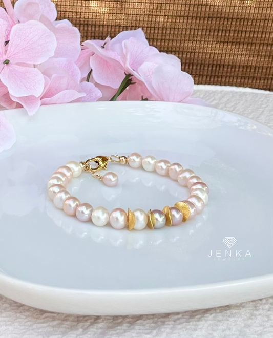 Multicolor Pearl Bracelet w/waves beads