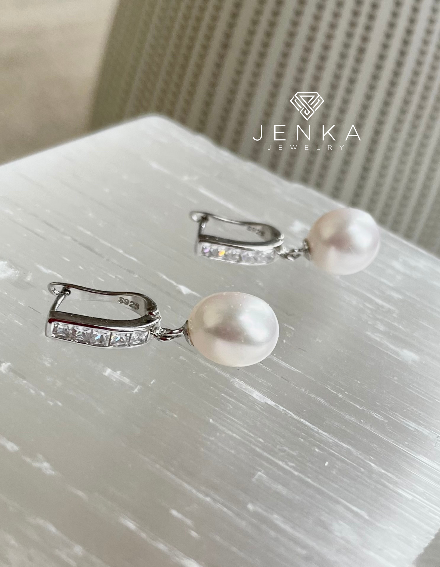 White Pearl Silver Earrings