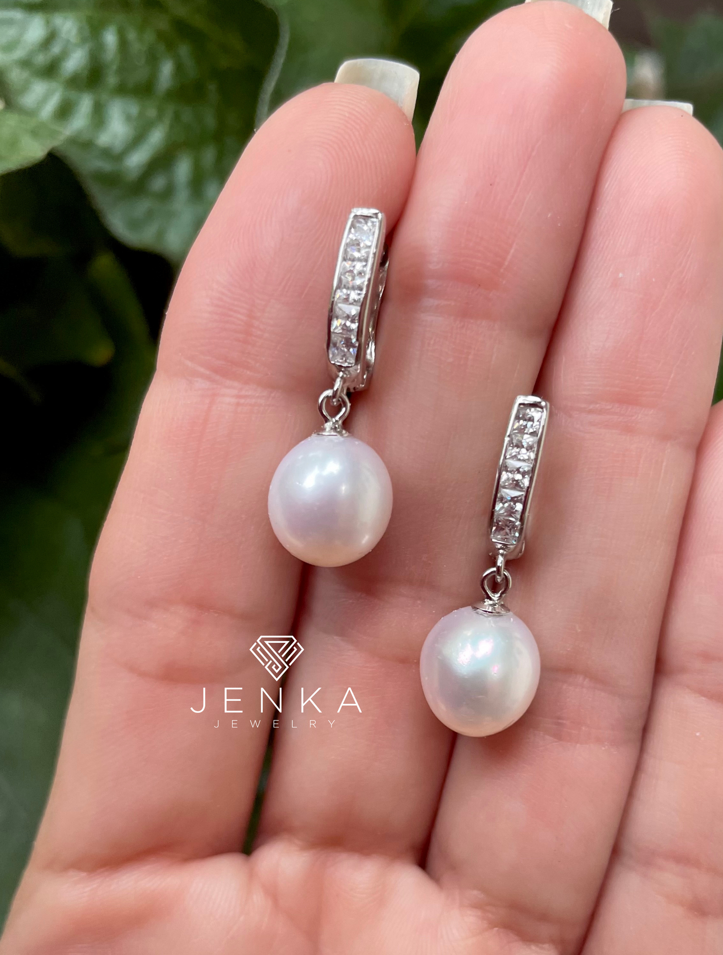 White Pearl Silver Earrings