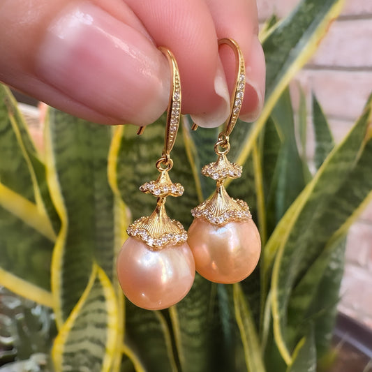 Champagne Baroque Pearl Earrings