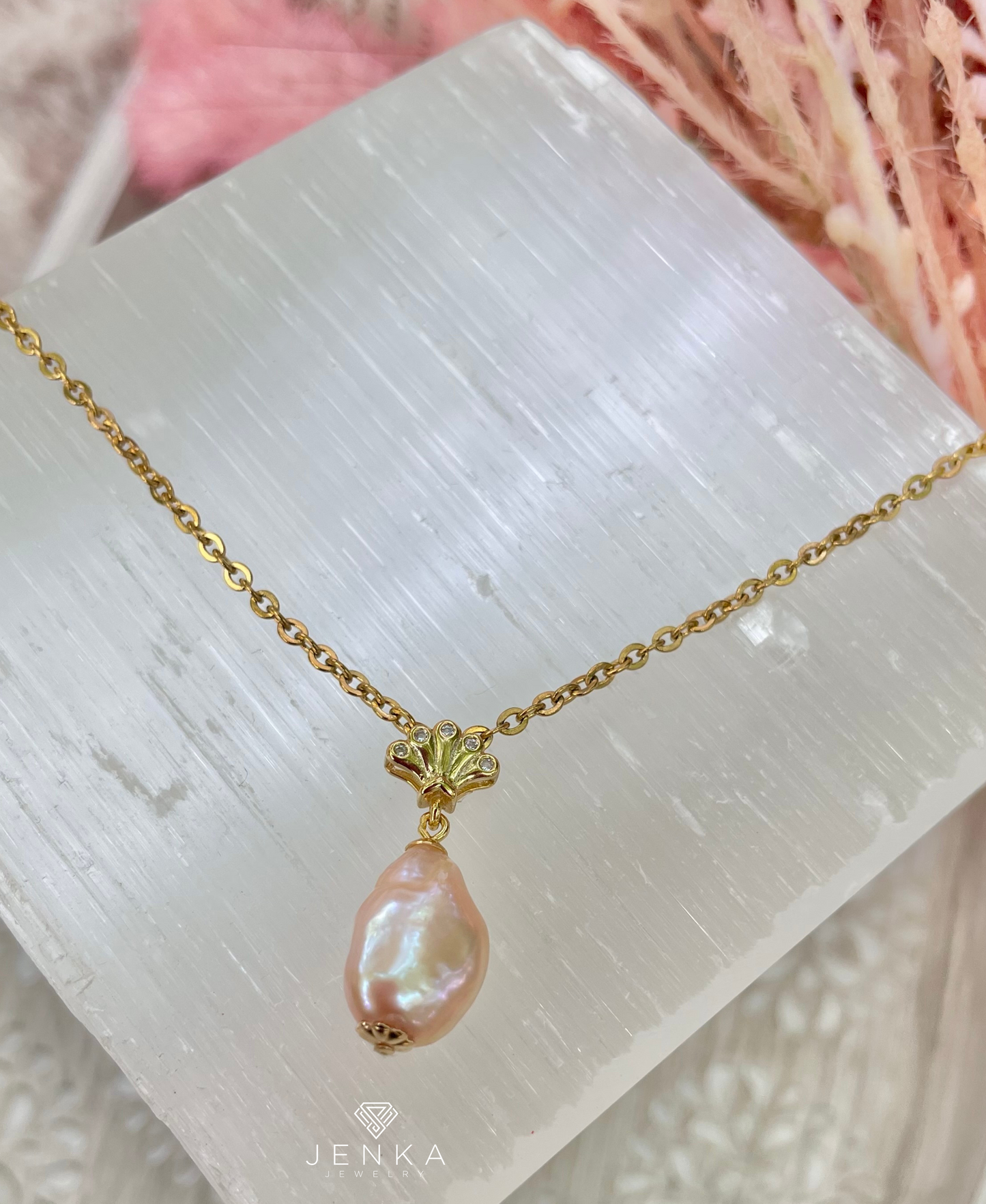 Champagne Baroque Pearl Necklace