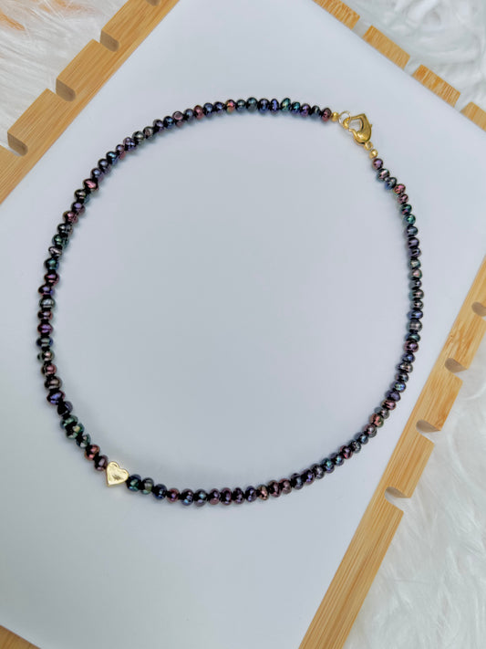 Peacock Pearl Seed Choker Necklace