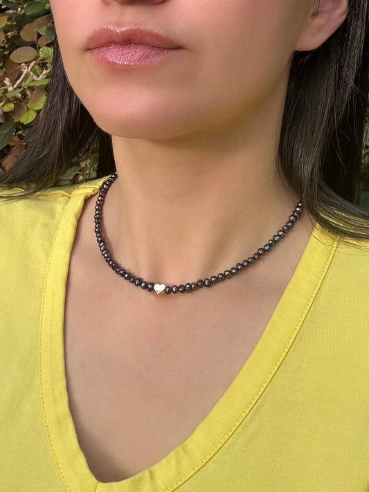 Peacock Pearl Seed Choker Necklace