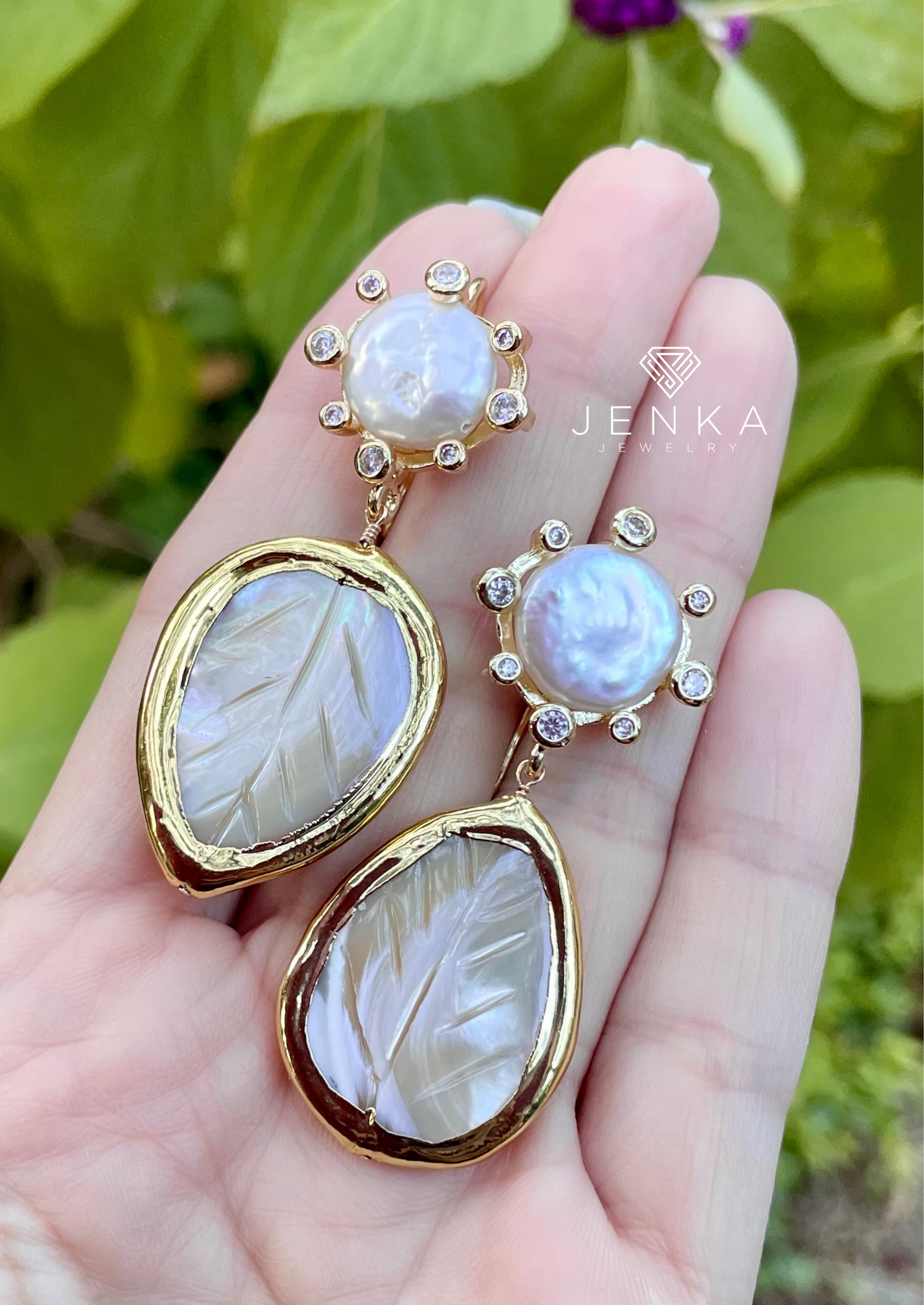 Mother of Pearl Leaf Earrings