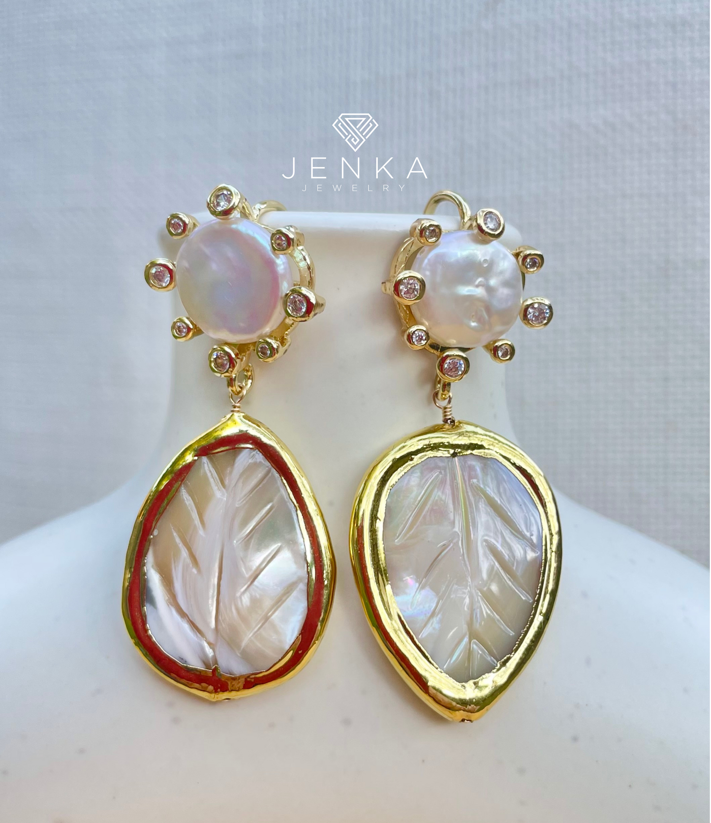 Mother of Pearl Leaf Earrings