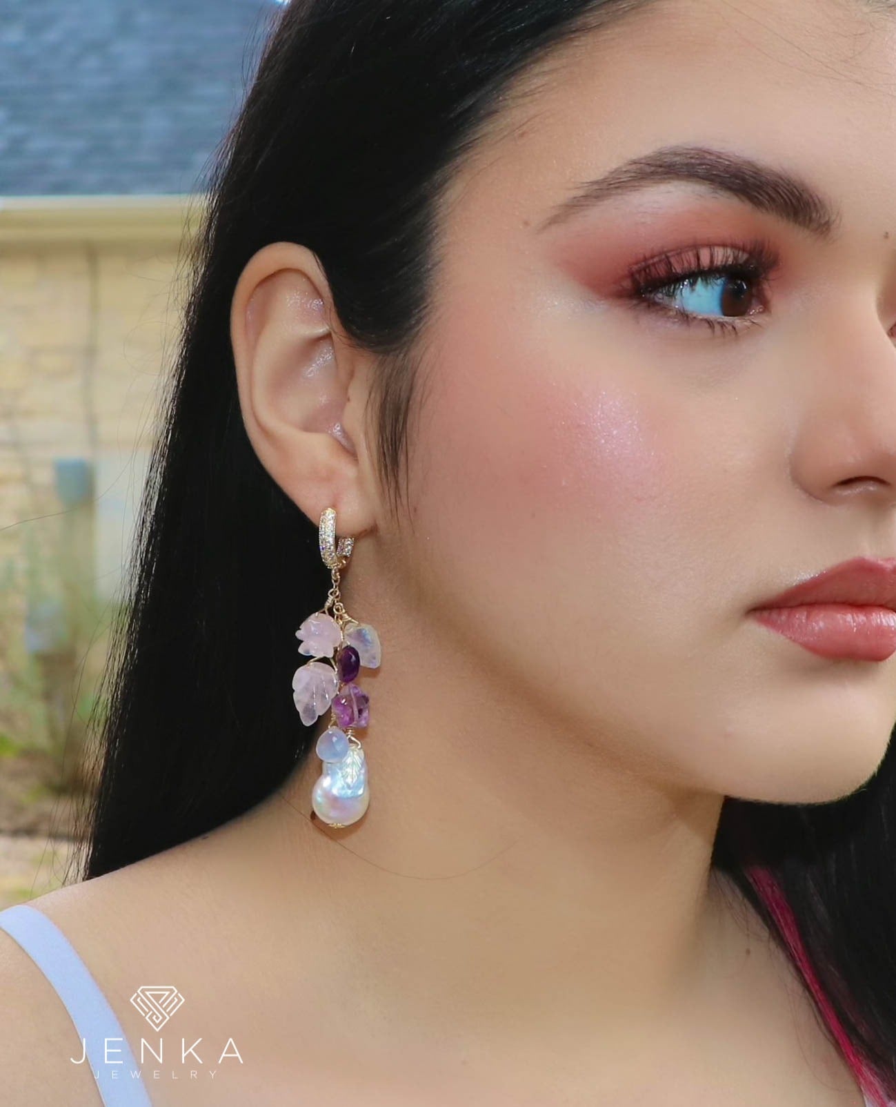 Baroque Pearls & Gemstone Garden Earrings