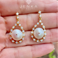 Round Pearl Golden Drop Earrings