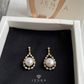 Round Pearl Golden Drop Earrings