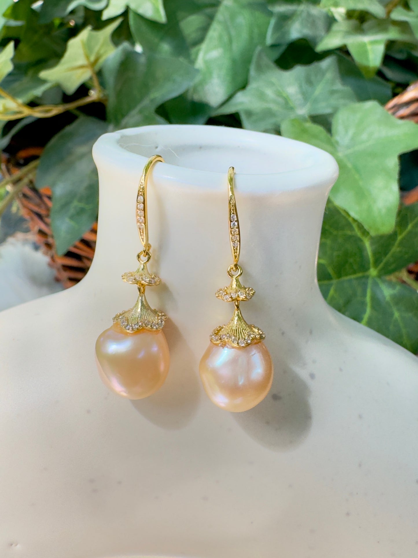 Champagne Baroque Pearl Earrings