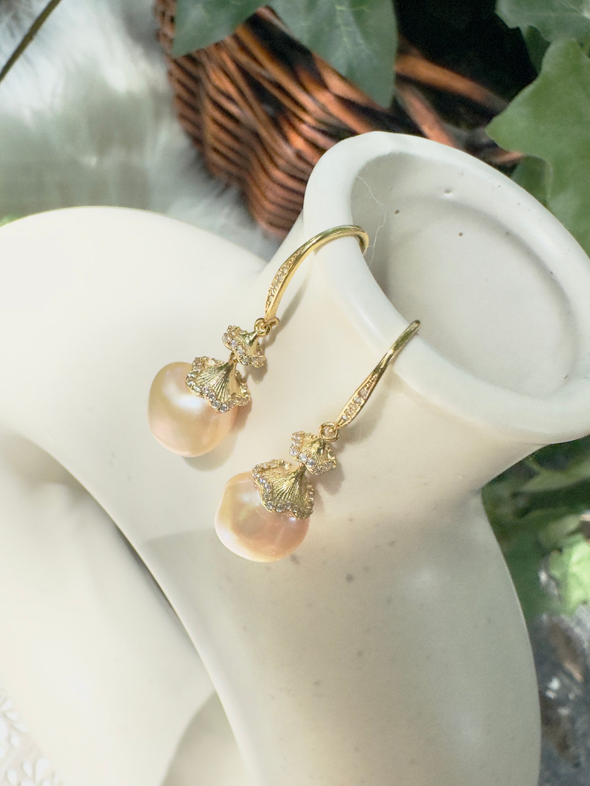 Champagne Baroque Pearl Earrings
