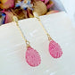 Pink Quartz Gold Earrings