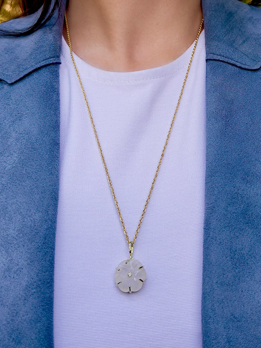 Flower Quartz 10k Gold Necklace
