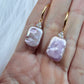 Mauve Rectangle Pearl Earrings
