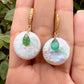 Coin Pearl& Emerald Earrings
