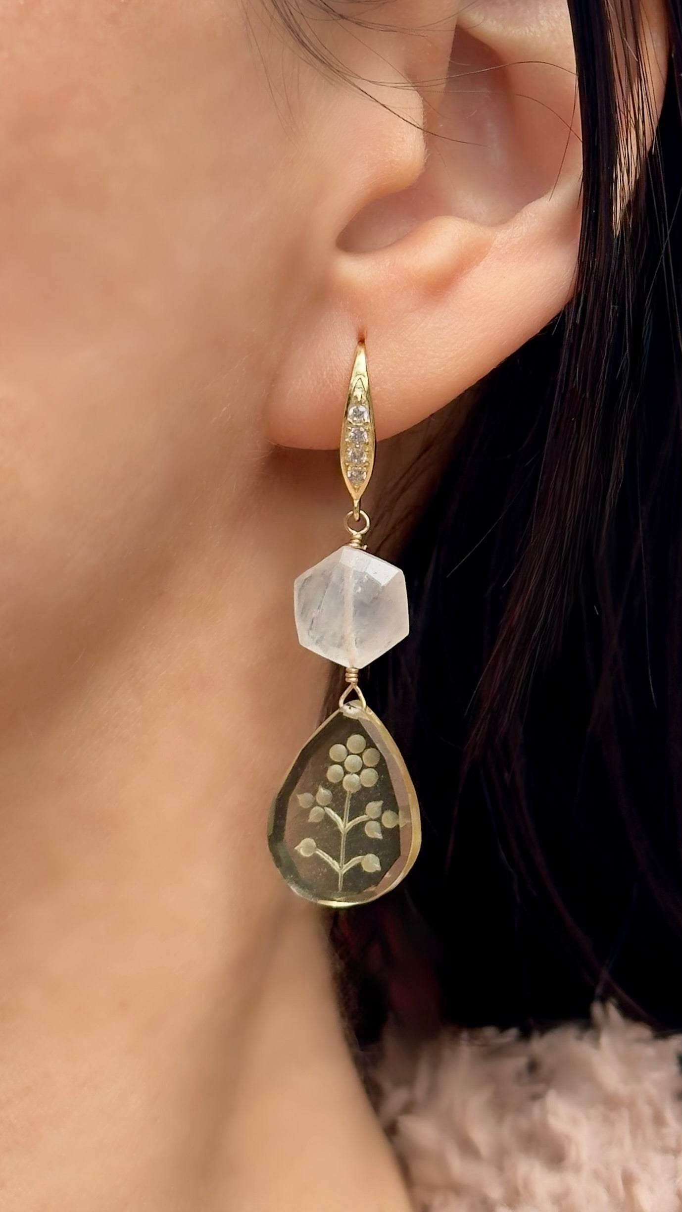 Lemon Quartz & Moonstone Earrings