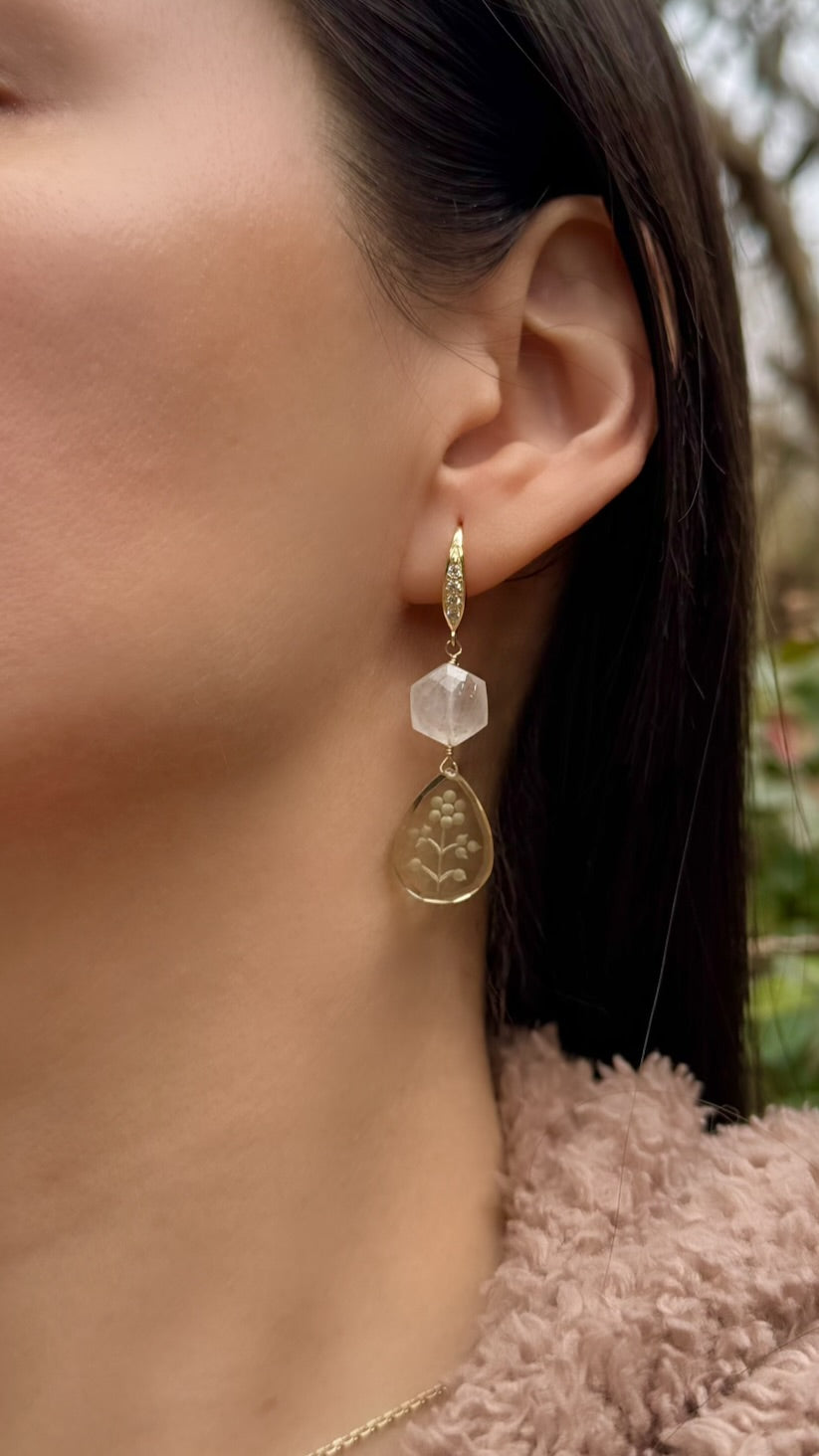Lemon Quartz & Moonstone Earrings