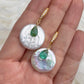 Coin Pearl& Emerald Earrings