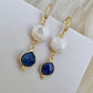 Blue Sapphire & Moonstone Earrings