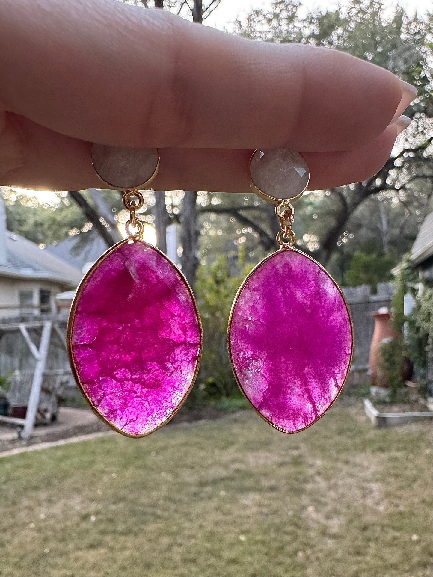 Ruby & Moonstone Earrings