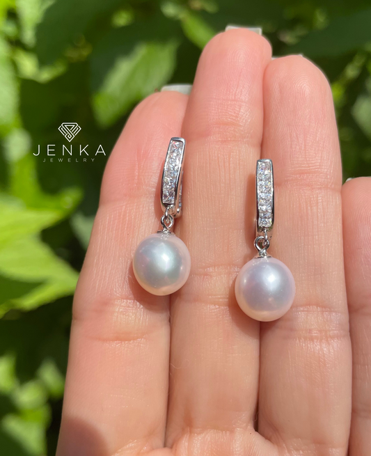 White Pearl Silver Earrings