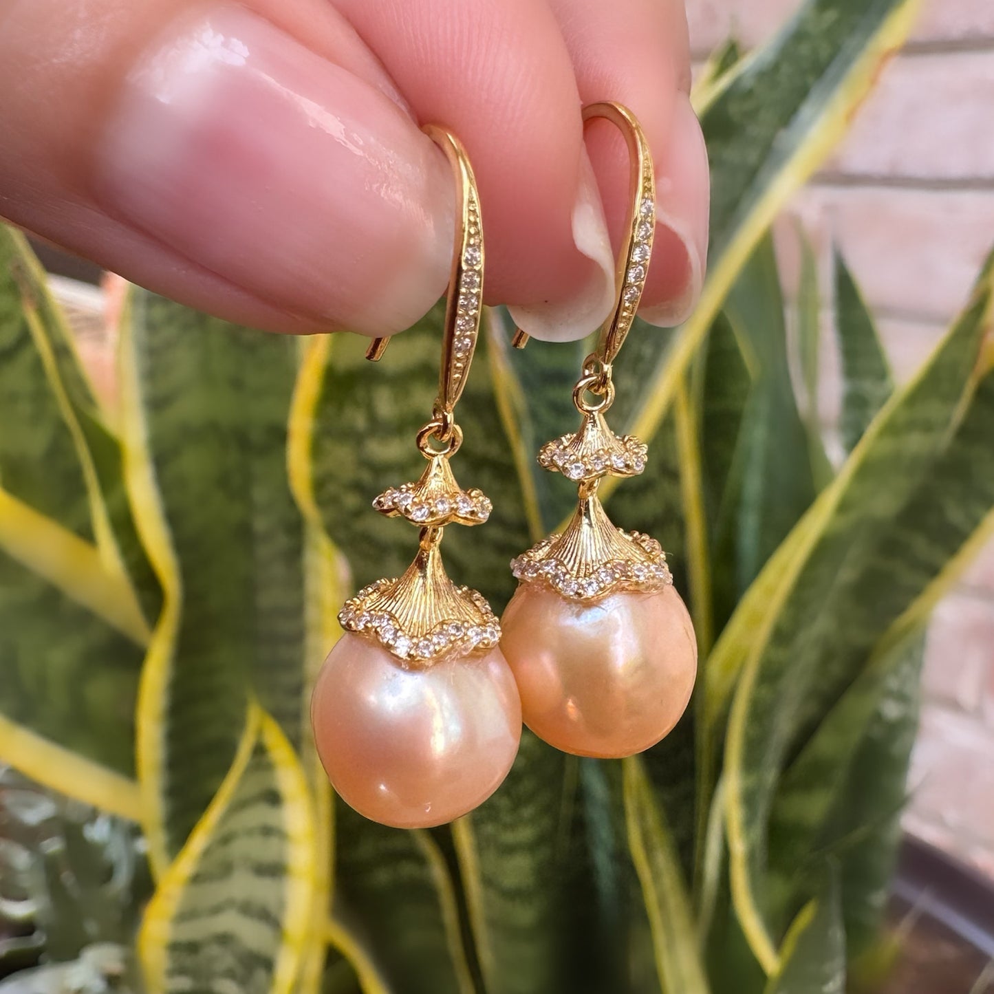 Champagne Baroque Pearl Earrings