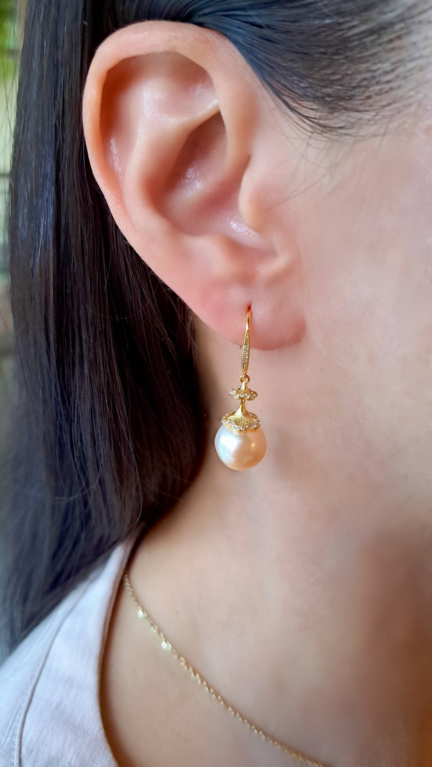 Champagne Baroque Pearl Earrings