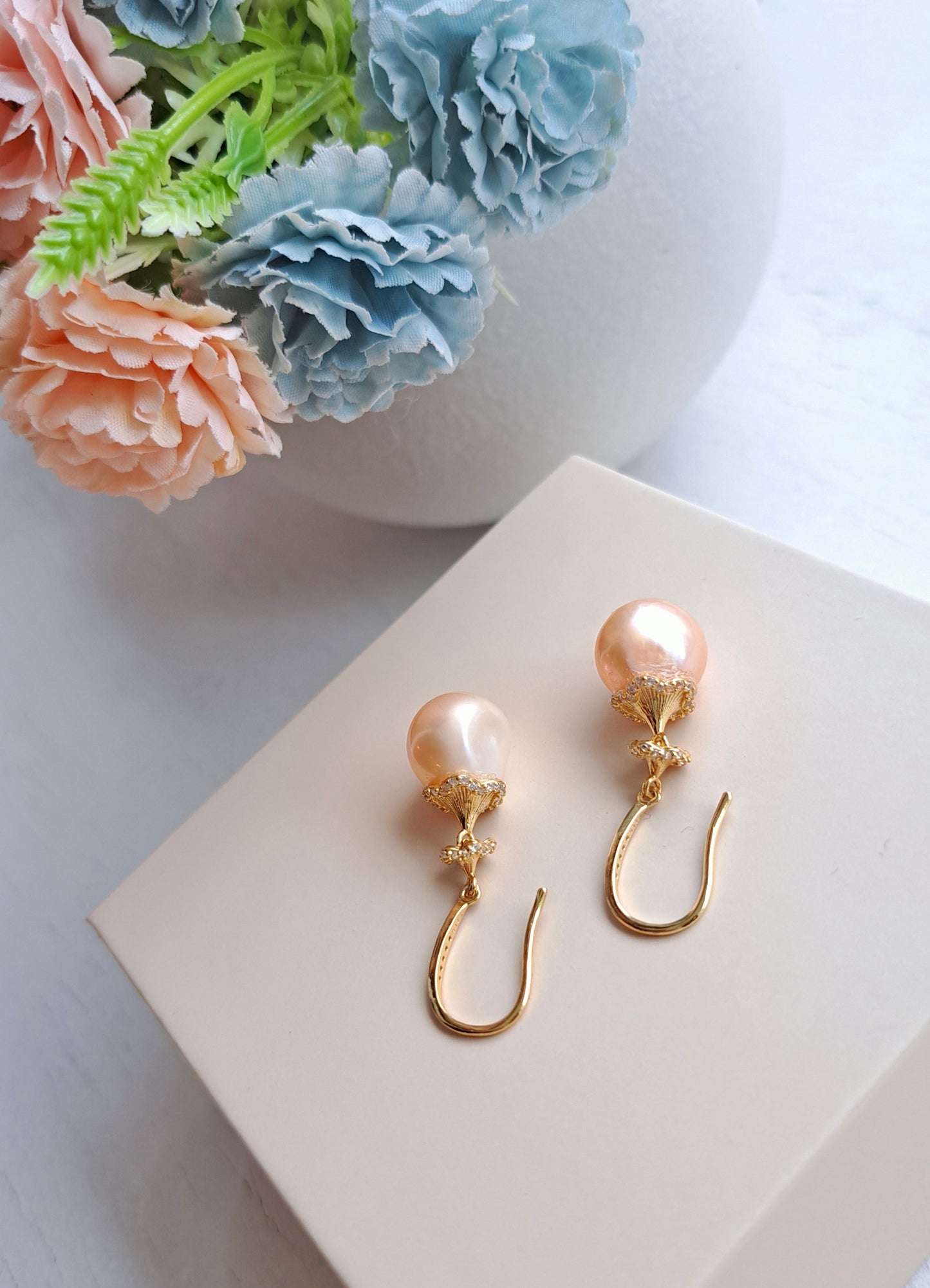 Champagne Baroque Pearl Earrings