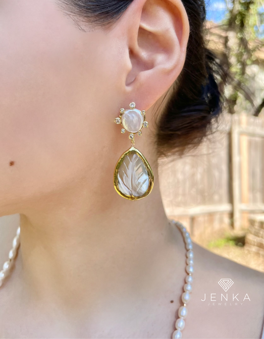 Mother of Pearl Leaf Earrings