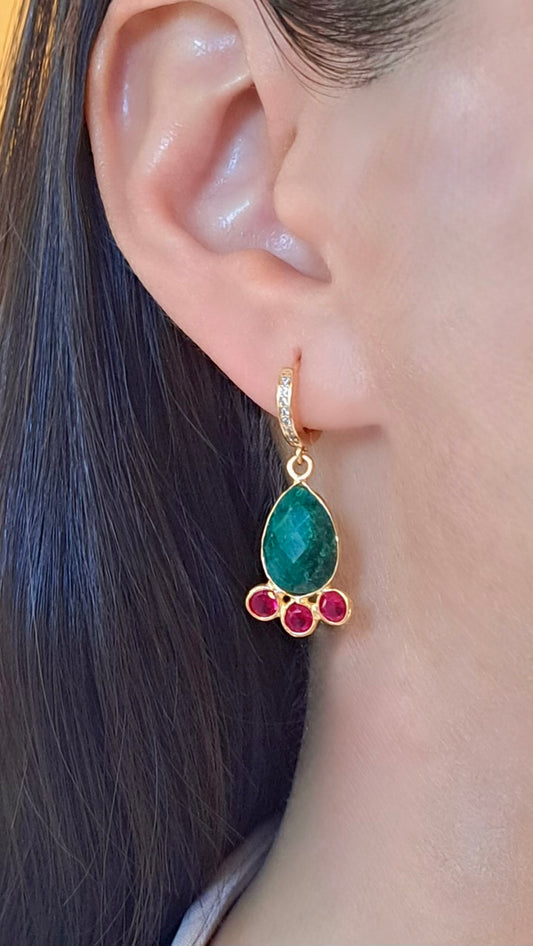Emerald Faceted Earrings