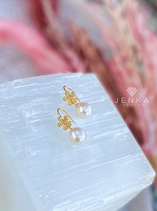 Pearl & Flower Earrings