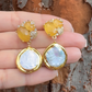 Coin Pearl & Yellow Jade Earrings
