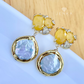 Coin Pearl & Yellow Jade Earrings
