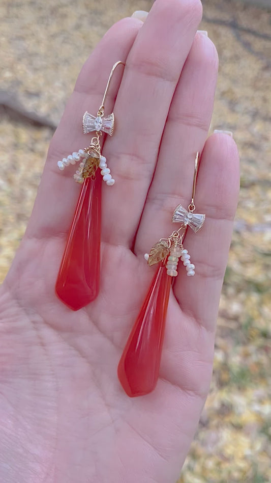 Amber Chalcedony Earrings