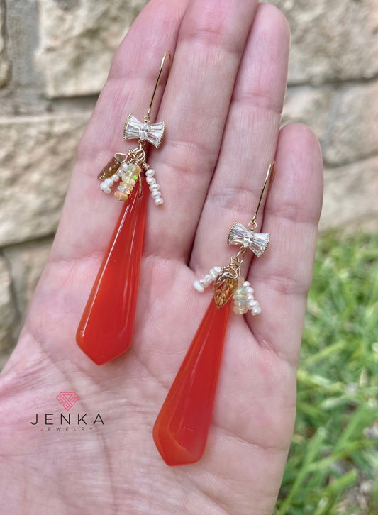 Amber Chalcedony Earrings