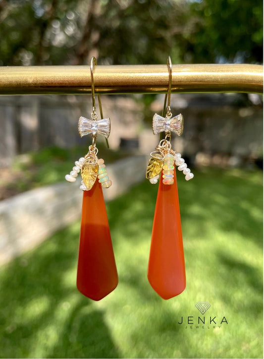 Amber Chalcedony Earrings