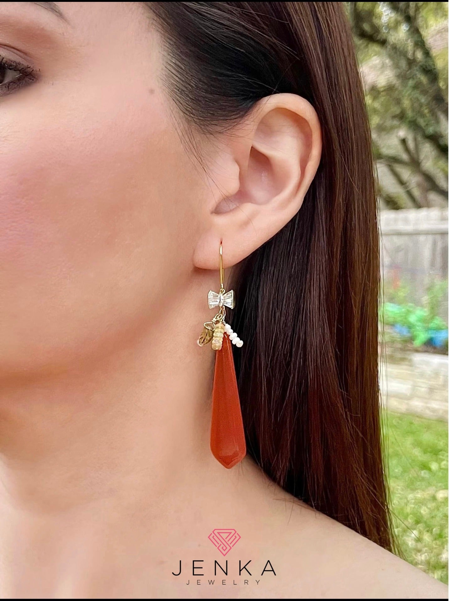 Amber Chalcedony Earrings