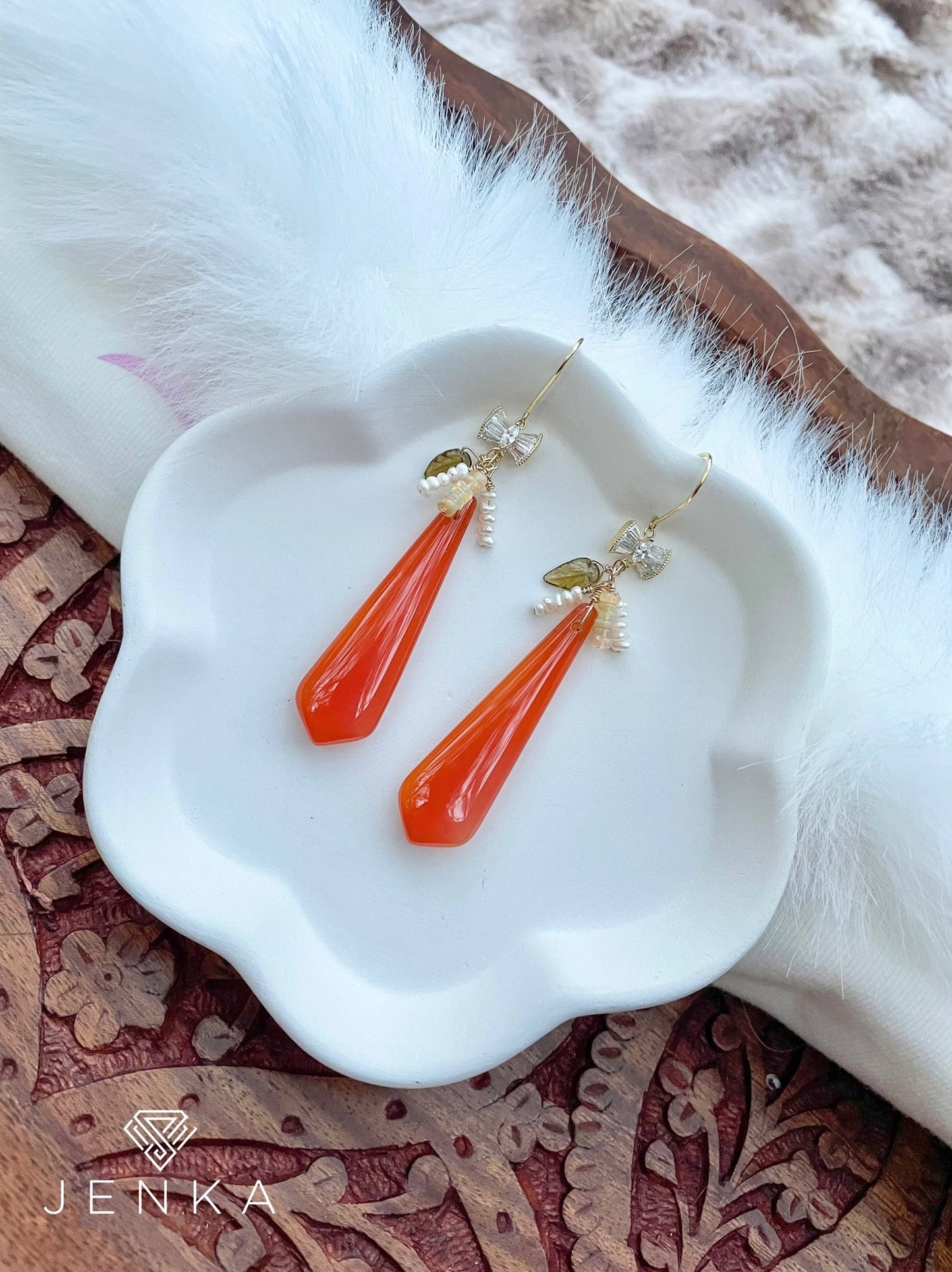 Amber Chalcedony Earrings