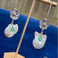Baroque Pearl with Emerald & Opal Earrings