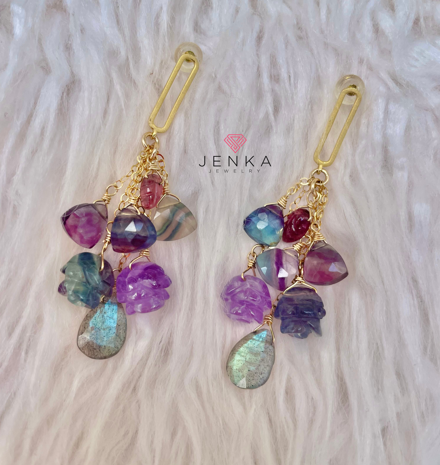 Fluorite & Labradorite Earrings