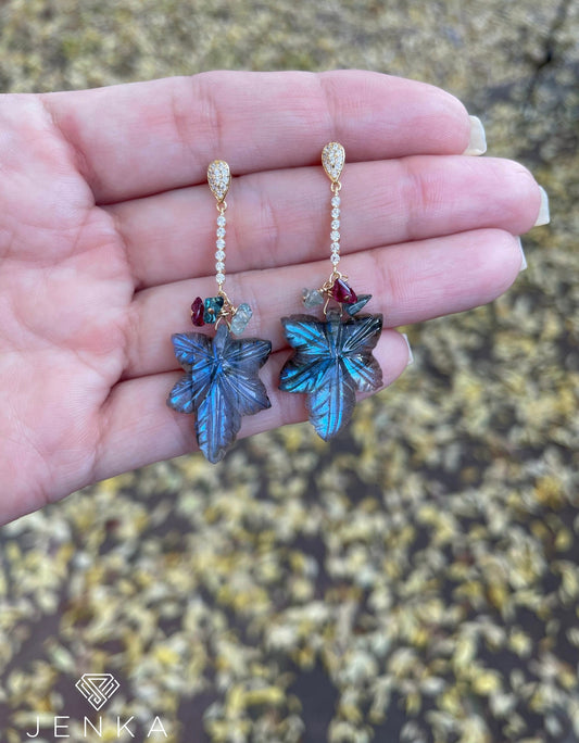 Labradorite Leaves Earrings