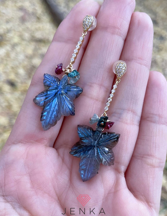 Labradorite Leaves Earrings