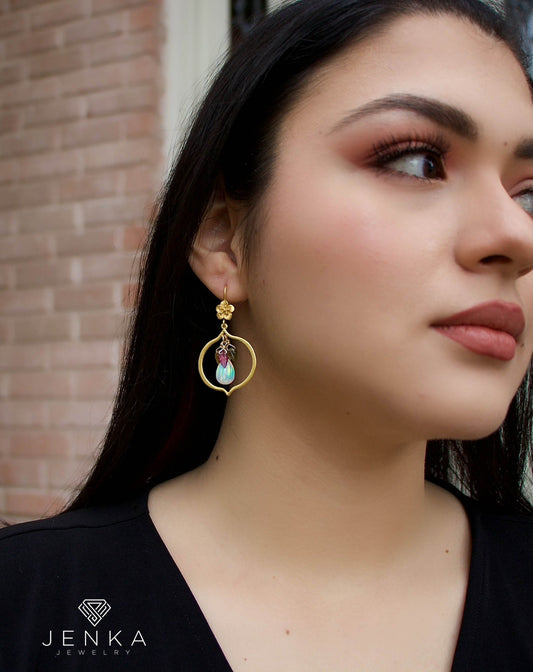 Opal and Tourmaline Earrings