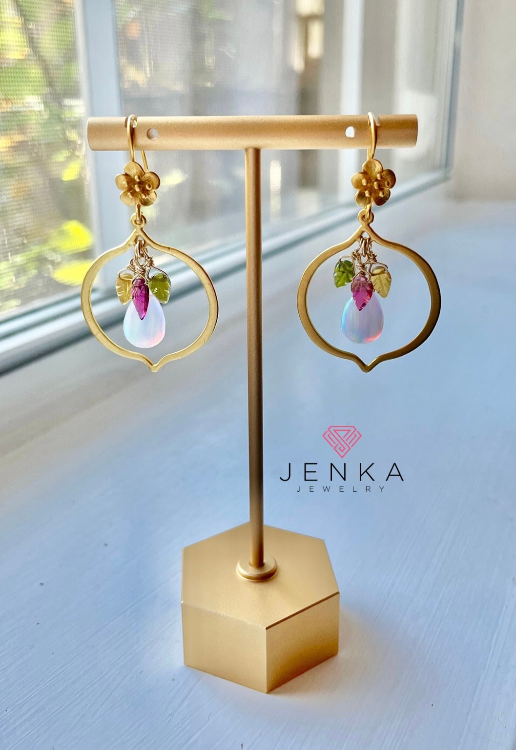 Opal and Tourmaline Earrings