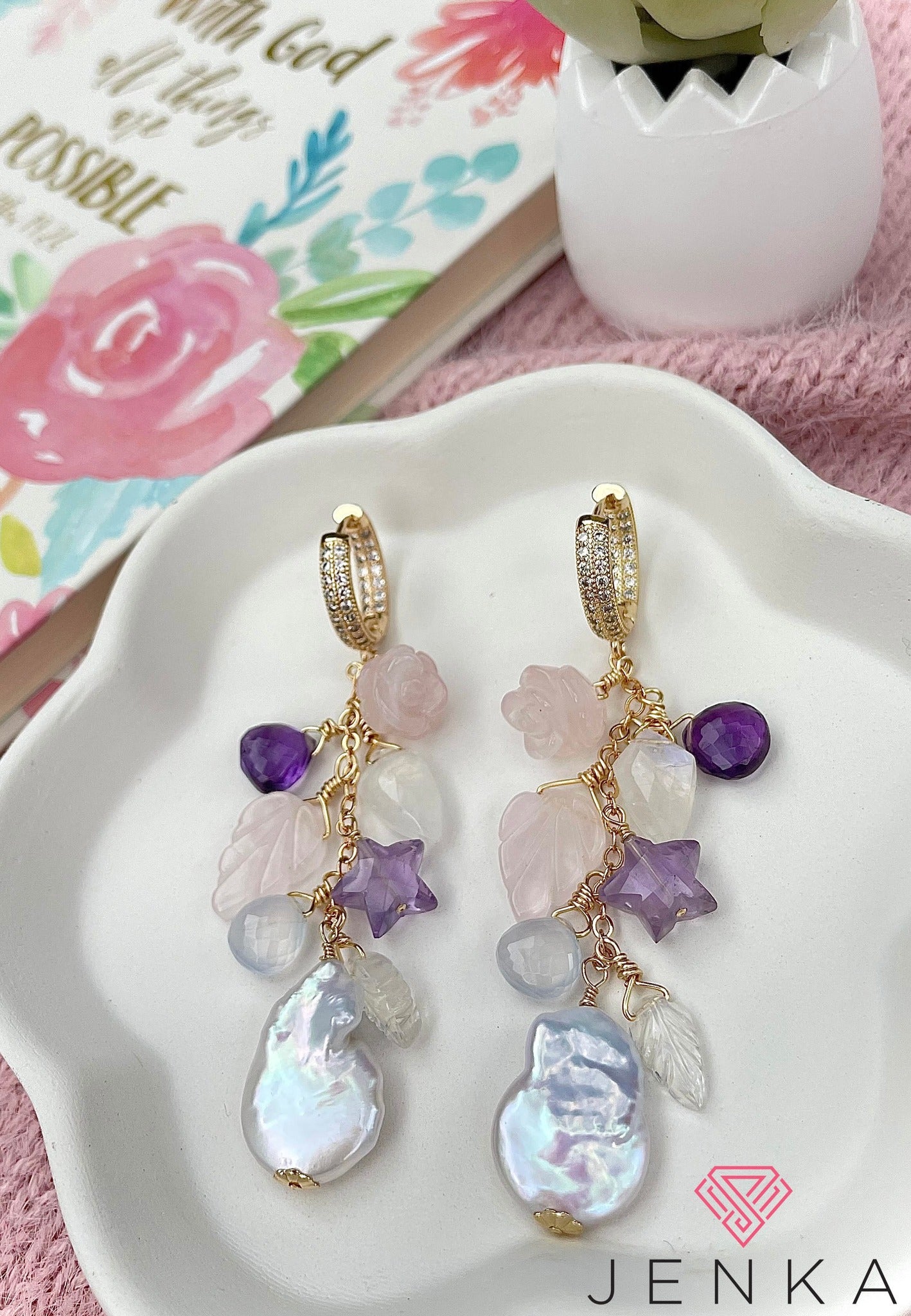 Baroque Pearls & Gemstone Garden Earrings