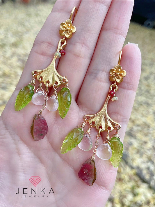 Watermelon Tourmaline Earrings